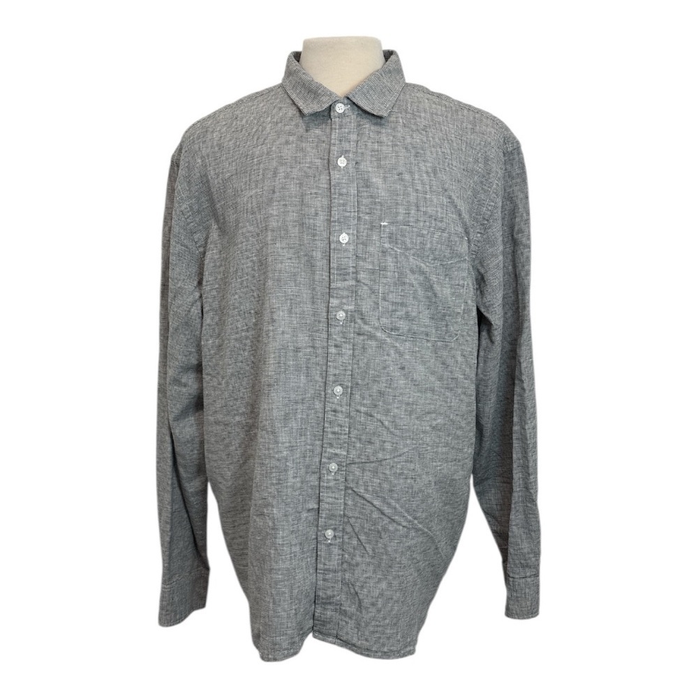 Old Navy Mens XXL Grey Linen Blend Everyday Regular Fit Button Down Shirt Casual